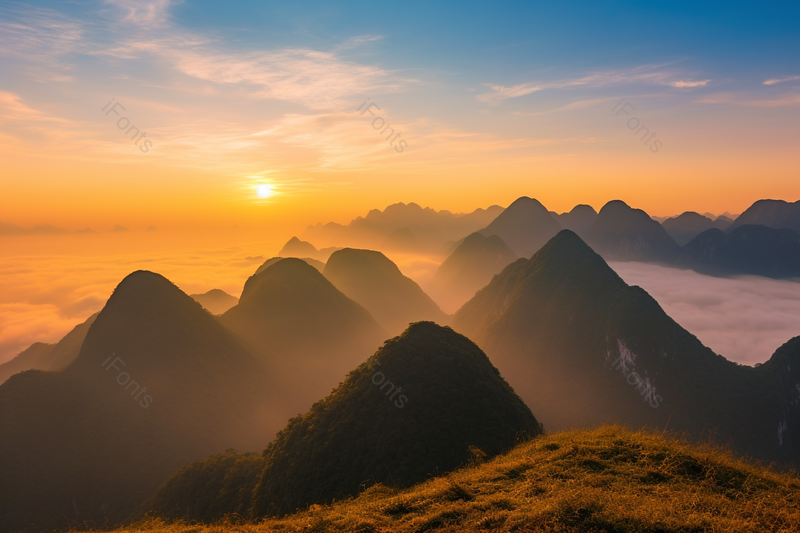 壮阔贵州安顺关岭日出,高清,摄影图,摄影图片,图片大全,摄影图免费下载